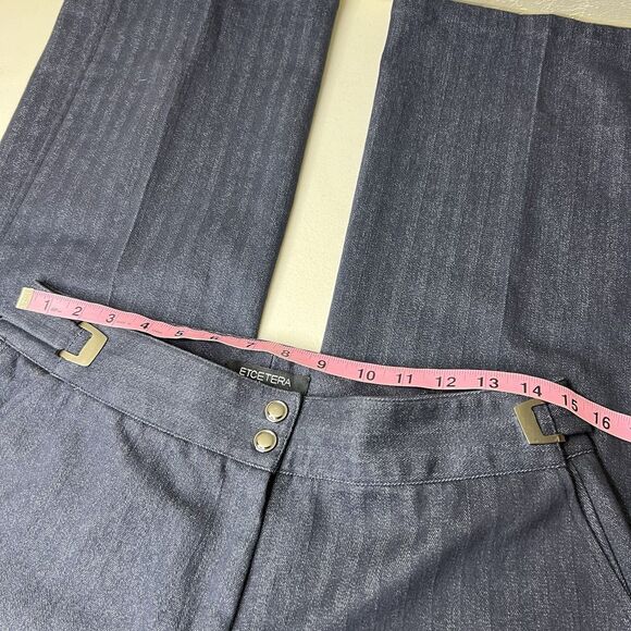 Etcetera Flare Jeans Womens 10 Pinstripe Side Buckle Stretch Pleat Y2k Retro 34” - Picture 3 of 11